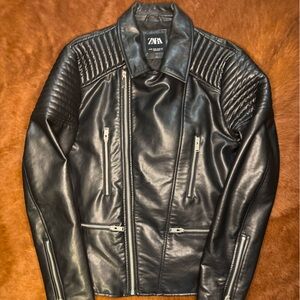 Zara Men's Black Leather Jacket
